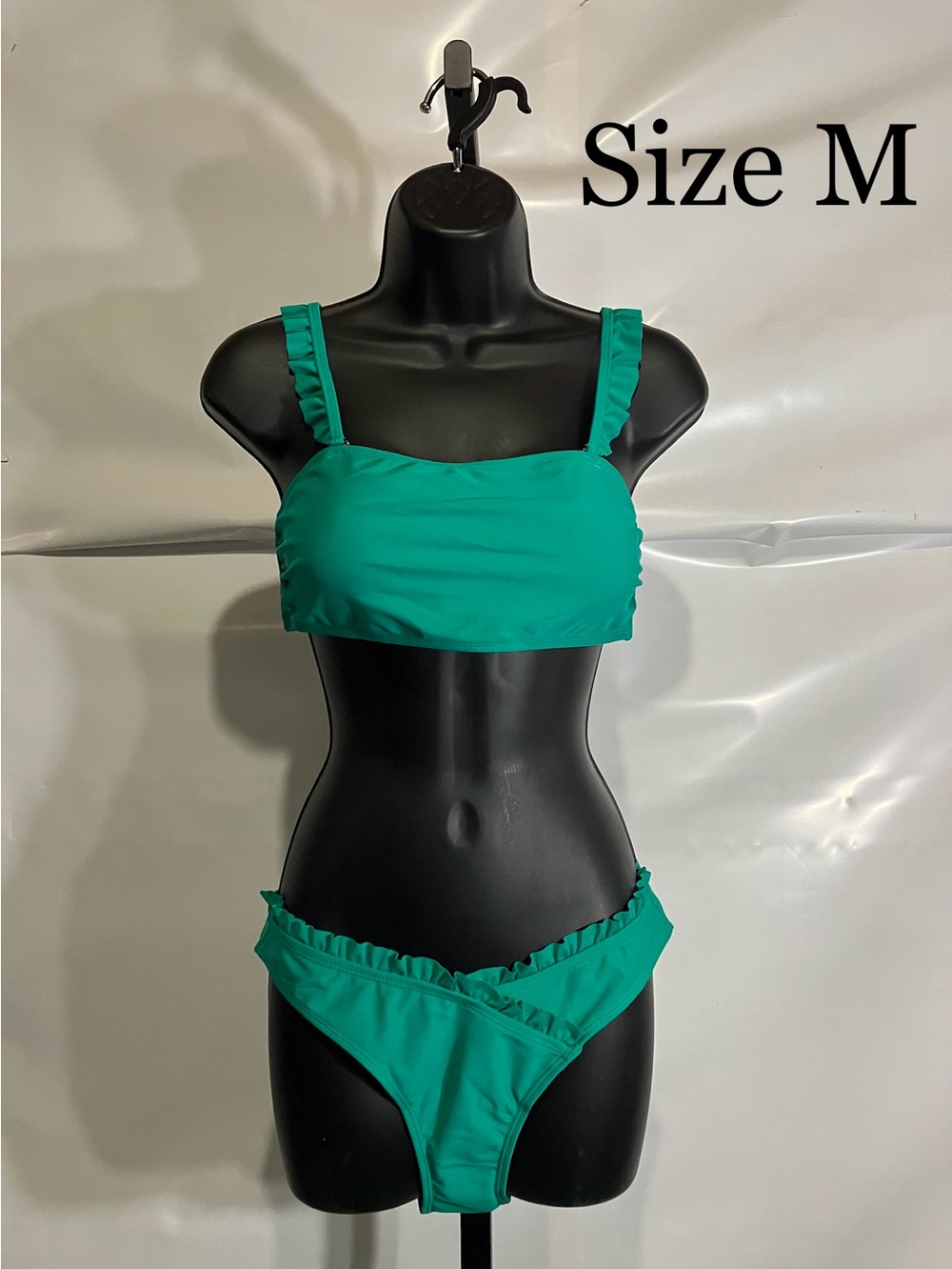 Ruffle-Trim Green Bikini Set - Medium